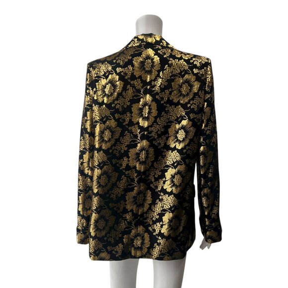 $3690 Saint Laurent 2021 Black Gold Metallic Floral Blazer Jacket size FR 40/8 - Picture 9 of 14